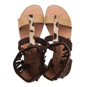 SOFIA boho sandals καστορι , δέρμα. - δέρμα, animal print, σανδάλια, σανδάλια δερμάτινα, boho, φλατ, ankle strap