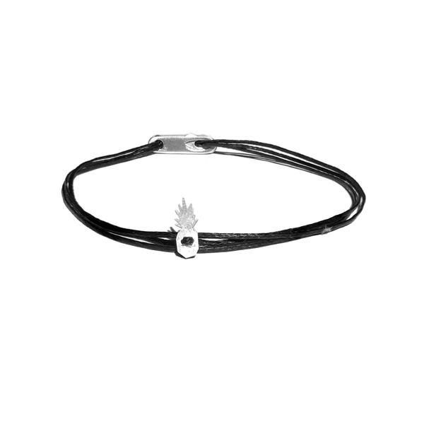 Pineapple Bracelet - γυναικεία, unisex, ασήμι 925, ασήμι, ασημένιο κούμπωμα, κορδόνια, σταθερά, minimal, boho, χεριού, charms, κοσμήματα, βραχιόλια - 2