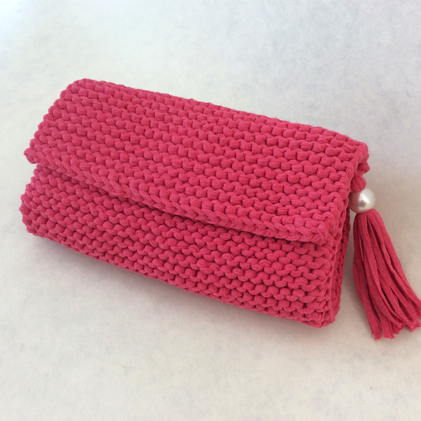 Clutch με πέρλα3 - με φούντες, πέρλες, φάκελοι, crochet, κρόσσια, πλεκτές τσάντες, χειρός, βραδινές - 4
