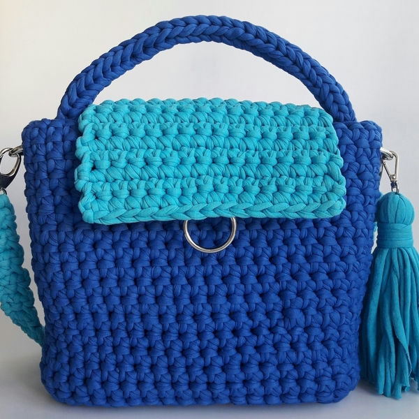 Μπλε πλεκτή ΤΟΤΕ τσάντα - ώμου, δώρο, crochet, βελονάκι, πλεκτές τσάντες, δώρα για γυναίκες