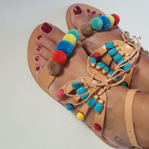 Boho sandals no.38 - πέτρες, boho, gladiator, φλατ, Black Friday, ankle strap - 2