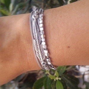Leaf bracelet - φτερό, κορδόνια, φύλλο, unique, boho, σταθερά, πολύσειρα, δώρα για γυναίκες, φθηνά - 5