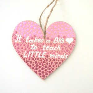 Ξύλινη ζωγραφισμένη καρδιά για δασκάλους - ξύλο, ζωγραφισμένα στο χέρι, είδη δώρου, διακοσμητικά - 2