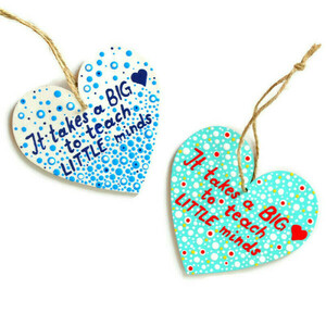 Ξύλινη ζωγραφισμένη καρδιά για δασκάλους - ξύλο, ζωγραφισμένα στο χέρι, είδη δώρου, διακοσμητικά