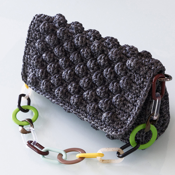 Πλεκτή χειροποίητη τσάντα - αλυσίδες, ώμου, crochet, πλεκτές τσάντες