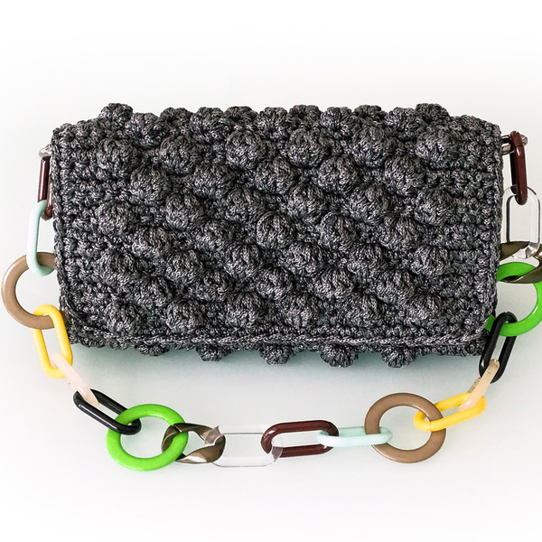 Πλεκτή χειροποίητη τσάντα - αλυσίδες, ώμου, crochet, πλεκτές τσάντες - 3