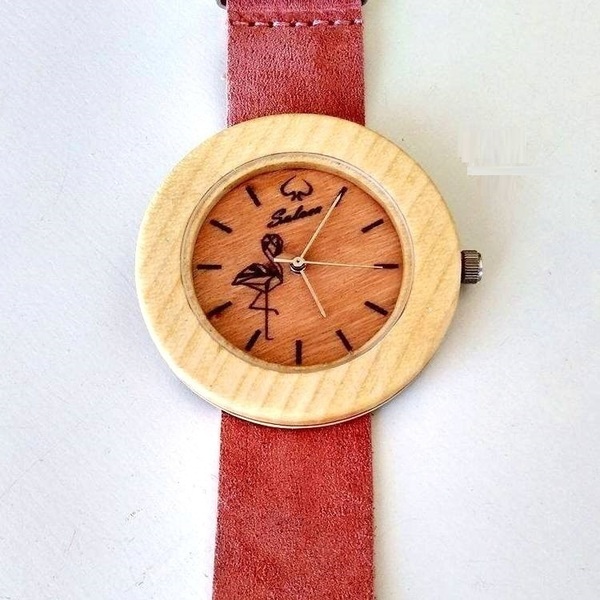 “Οres” – Auxo [Αυξώ] | Handmade wooden watch - ρολόι, χειροποίητα, handmade, αξεσουάρ, απόλυτο αξεσουάρ, unique, flamingos, ξύλο, ξύλινο, δέρμα