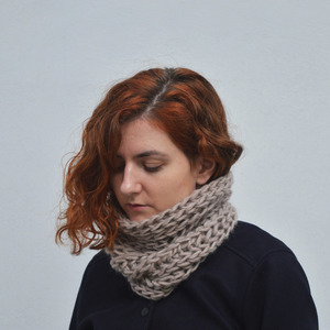 Χειροποίητος knitted μάλλινος λαιμός SAND - μαλλί, χειμωνιάτικο, κασκόλ, χειροποίητα, λαιμοί, πλεκτοί λαιμοί - 2