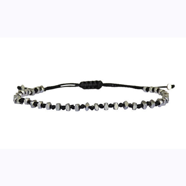 Ανδρικό βραχιόλι Hematite silver - δώρα για άντρες, ανδρικά, unisex, αιματίτης, χειροποίητα, ημιπολύτιμες πέτρες, αιματίτης, κορδόνια, χάντρες, ασήμι, ανδρικά βραχιόλια, αντρικά βραχόλια