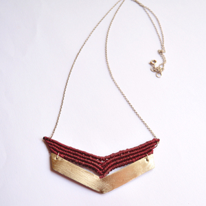 arrow necklace - αλπακάς, μακραμέ, κολιέ, κορδόνια, γεωμετρικά σχέδια, minimal, boho - 2