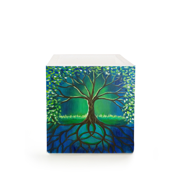 Tree of Life Κερί τετράγωνο κουφωτό - ζωγραφισμένα στο χέρι, δέντρα, δώρο, διακόσμηση, κερί, κερί - 2