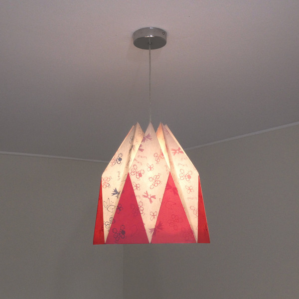 Χάρτινο καπέλο λάμπας origami medium ροζ - κορίτσι, χαρτί, πεταλούδες, παιδικό δωμάτιο, οροφής - 2