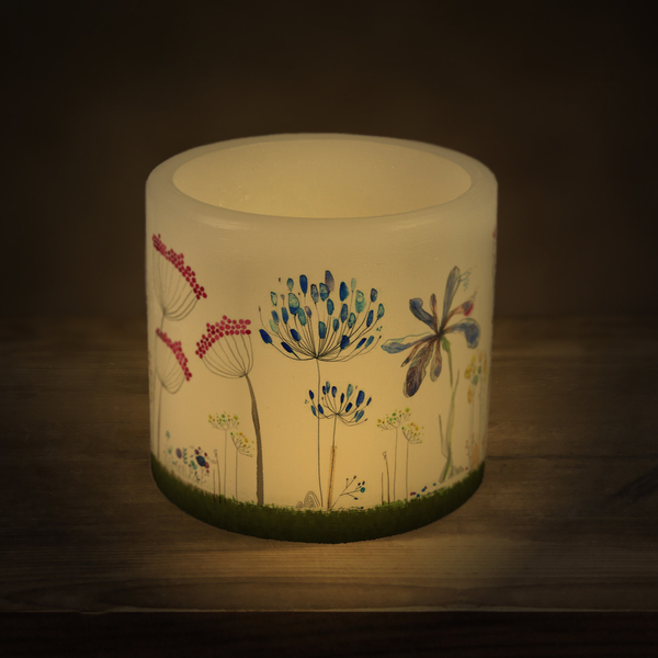 Flowers Κουφωτό κερί κύλιδρος τυπωμένο - διακοσμητικό, ζωγραφισμένα στο χέρι, λουλούδια, κερί, κερί, πρωτότυπα δώρα - 2