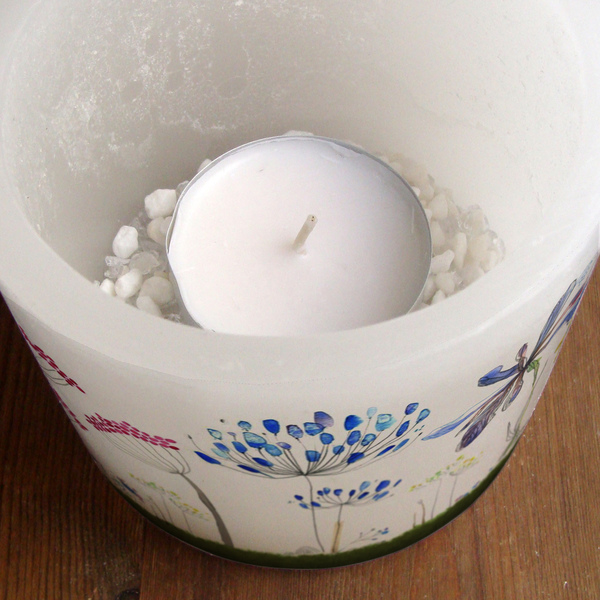 Flowers Κουφωτό κερί κύλιδρος τυπωμένο - διακοσμητικό, ζωγραφισμένα στο χέρι, λουλούδια, κερί, κερί, πρωτότυπα δώρα - 5