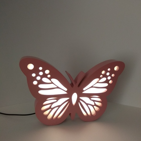 Ξύλινο παιδικό φωτιστικό τοίχου πεταλούδα, 30 εκατοστά - κορίτσι, πεταλούδα, δώρα για βάπτιση, παιδικά φωτιστικά - 3