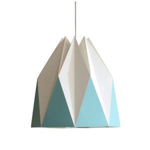Χειροποίητο χάρτινο καπέλο λάμπας origami τιρκουάζ large - origami, τιρκουάζ, κουζίνα, χαρτί, οροφής
