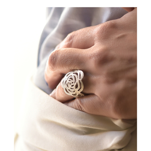 Ασημένιο δαχτυλίδι τριανταφυλλάκι - statement, romantic, ασήμι 925, minimal