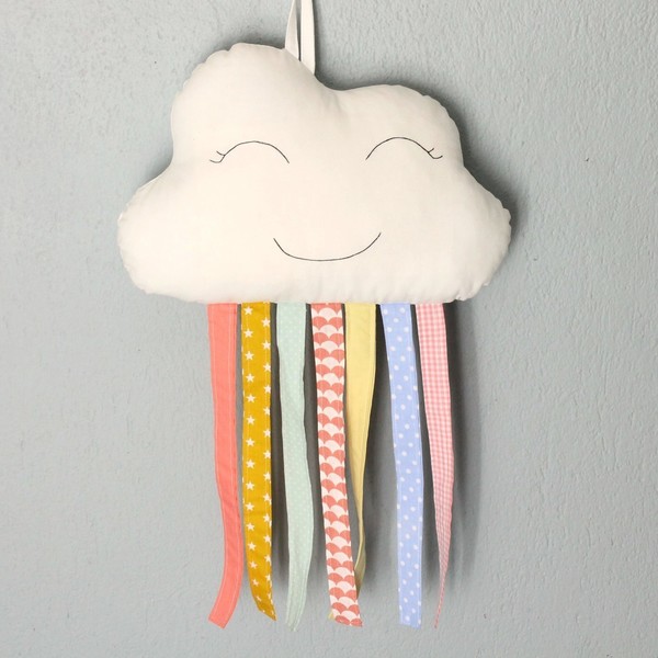 Κρεμαστό σύννεφο με βροχή - βαμβάκι, κορίτσι, τοίχου, παιδικό δωμάτιο, βρεφικά, κρεμαστά, για παιδιά
