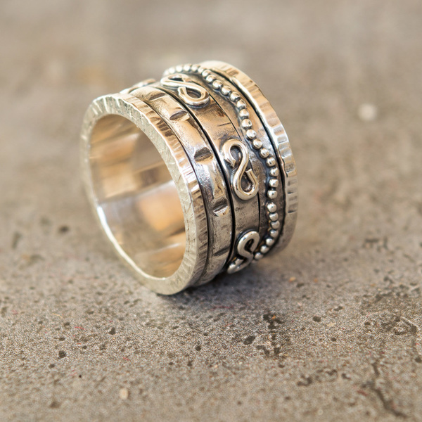 Ασημένιο ανδρικό δαχτυλίδι spinner. - ασήμι, ασήμι 925, ανδρικά, δαχτυλίδι, δαχτυλίδια, χειροποίητα, unisex, δώρα για άντρες - 2