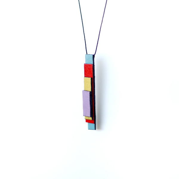 colours necklace - handmade, καμβάς, ακρυλικό, γεωμετρικά σχέδια, χειροποίητα, all day, all season - 2