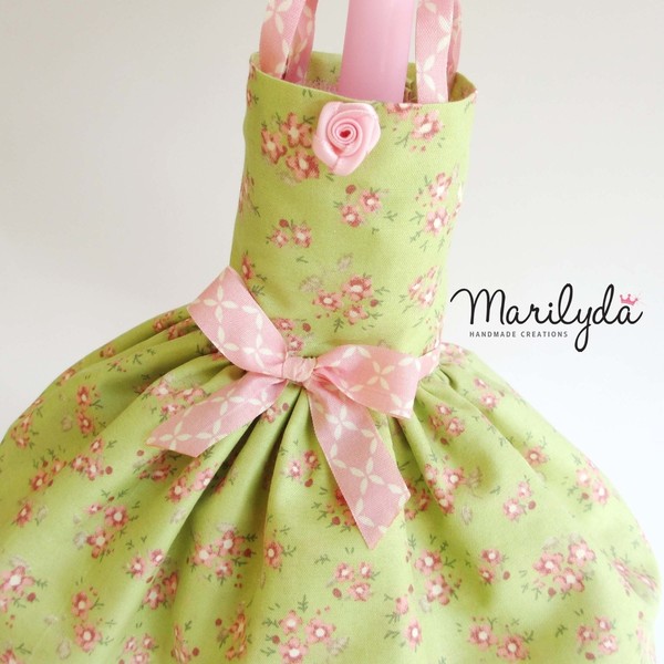 Λαμπάδα με χειροποίητο φόρεμα "Φοίβη" 40cm - κορίτσι, λαμπάδες, λαμπάδες, για παιδιά, πριγκίπισσες - 5