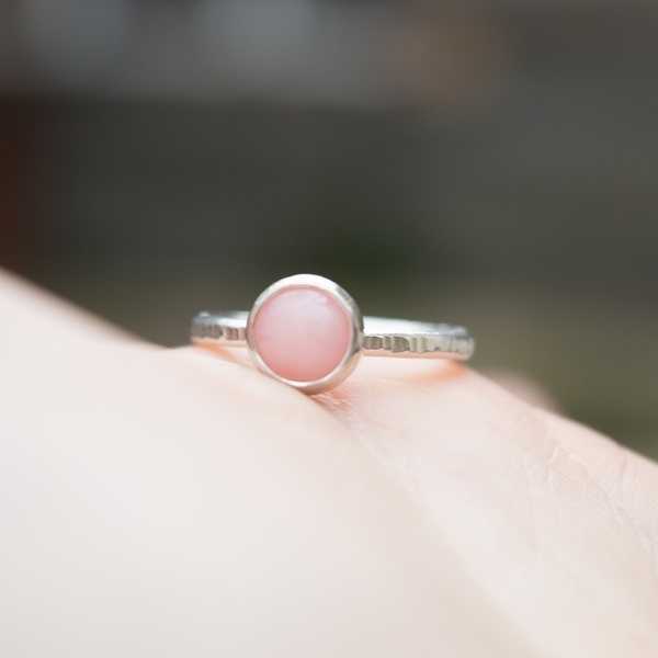 Ασημένιο δαχτυλίδι με Ρόζ Οπάλιο (Pink Opal) - ασήμι, ημιπολύτιμες πέτρες, ημιπολύτιμες πέτρες, πέτρα, ασήμι 925, δαχτυλίδι, χειροποίητα, minimal, οπάλιο, σταθερά, δώρα για γυναίκες - 4