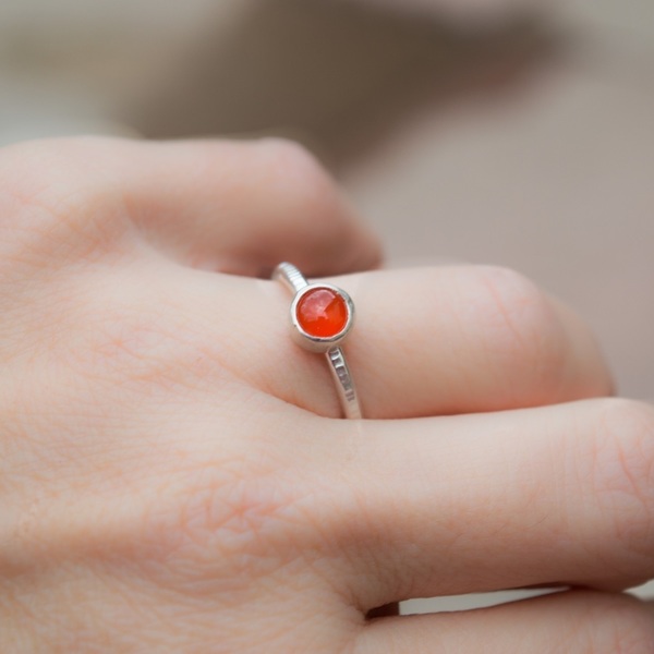 Ασημένιο δαχτυλίδι με Καρνεόλιο (Carnelian) - ασήμι, ημιπολύτιμες πέτρες, ημιπολύτιμες πέτρες, γυναικεία, δαχτυλίδι, χειροποίητα, minimal, σταθερά, δώρα για γυναίκες - 2