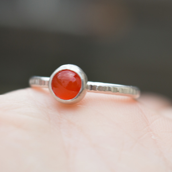 Ασημένιο δαχτυλίδι με Καρνεόλιο (Carnelian) - ασήμι, ημιπολύτιμες πέτρες, ημιπολύτιμες πέτρες, γυναικεία, δαχτυλίδι, χειροποίητα, minimal, σταθερά, δώρα για γυναίκες - 3