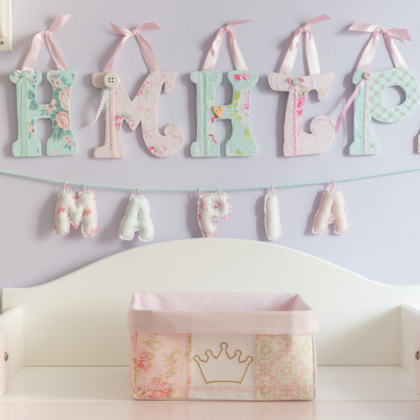 Kαλαθάκι για τα καλλυντικά και τις πάνες του μωρού patchwork σε ροζ αποχρώσεις με σχέδιο στέμμα - ύφασμα, βαμβάκι, κορίτσι, οργάνωση & αποθήκευση, φλοράλ, πριγκίπισσα, παιδικό δωμάτιο, βρεφικά, δώρο για νεογέννητο, δώρα για μωρά - 5