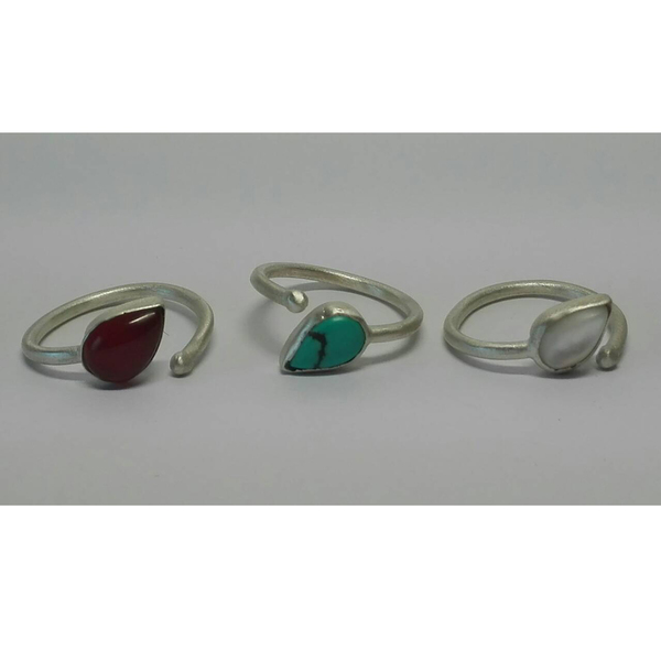 Δαχτυλίδι ασημένιο με πέτρα - ημιπολύτιμες πέτρες, vintage, μοντέρνο, ασήμι 925, δάκρυ, romantic, boho, ethnic, αυξομειούμενα, φθηνά - 4