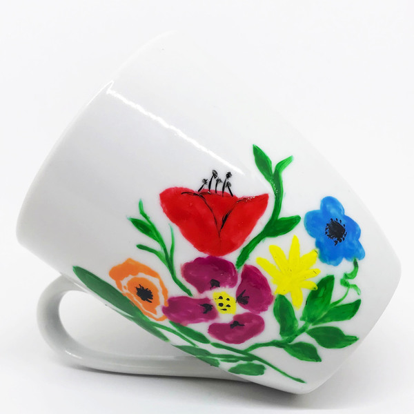 Χρωματιστά Λουλούδια - κούπες & φλυτζάνια, πορσελάνη, λουλούδια, χρωματιστό, ζωγραφισμένα στο χέρι, πρωτότυπα δώρα - 3