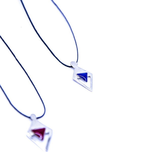 ''Triangle'' blue necklace - charms, μοντέρνο, σμάλτος, μακρύ, αλπακάς, γεωμετρικά σχέδια, κοντό, minimal, κοντά, unisex, rock, κρεμαστά, Black Friday, αυξομειούμενα - 2