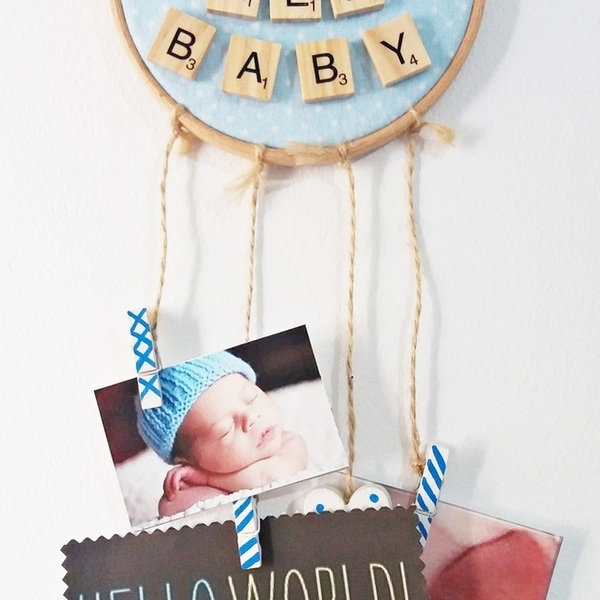 Τελαράκι κεντήματος για αγόρι "ΝΕW Baby" - διακοσμητικό, επιτοίχιο, χειροποίητα, νονά, unique, παιδικό δωμάτιο, αγορίστικο, τελάρα κεντήματος, δώρα για παιδιά, για φωτογραφίες, δώρο για νεογέννητο