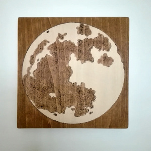 Ξύλινο καδράκι "Full Moon" - ξύλο, πίνακες & κάδρα, δώρο, δωμάτιο, ξύλινο, Black Friday, ξύλινα διακοσμητικά
