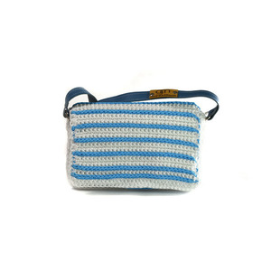 Πλεκτή τσάντα ώμου - ριγέ, ώμου, crochet, κορδόνια, πλεκτές τσάντες