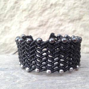 Makrame lace bracelet. - ημιπολύτιμες πέτρες, μοντέρνο, μακραμέ, κορδόνια, romantic, personalised, φαρδιά - 5