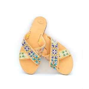 Mοrocco Sandals - δέρμα, χιαστί, boho, ethnic, φλατ