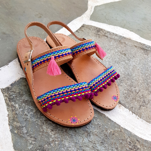Boho baby sandals - δέρμα, boho, ethnic, φλατ, για παιδιά