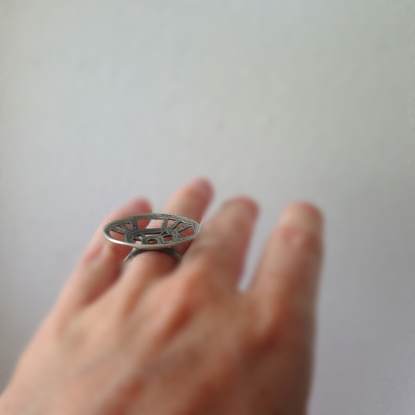 Διάτρητο_ Χειροποίητο δαχτυλίδι από ασήμι 925 - ασήμι 925, δαχτυλίδι, γεωμετρικά σχέδια, χειροποίητα, boho, ethnic, μεγάλα, αυξομειούμενα - 2