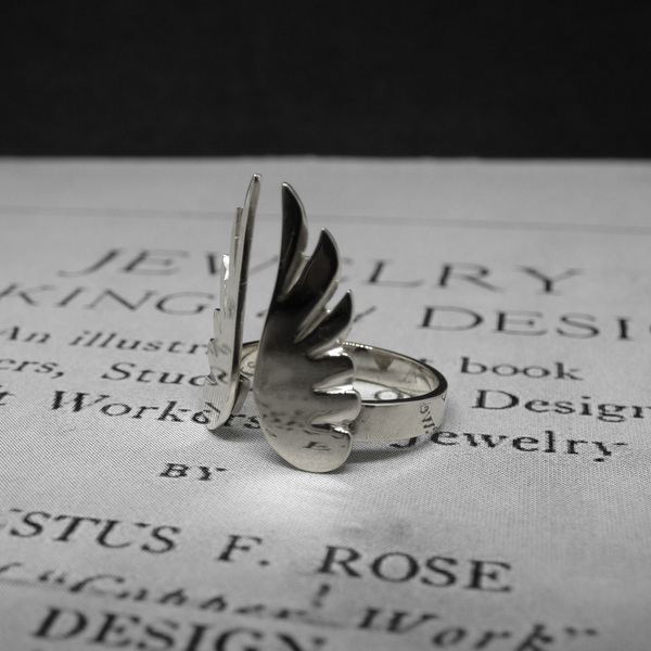 "Angel Wings" Χειροποίητο δαχτυλίδι επάργυρο ή επίχρυσο 18Κ με φτερά αγγέλου! - chevalier, επιχρυσωμένα, επάργυρα, ορείχαλκος, μπρούντζος, vintage, rock, personalised, φτερό, αυξομειούμενα, δώρα για γυναίκες, φθηνά, μικρά, μικρά - 2