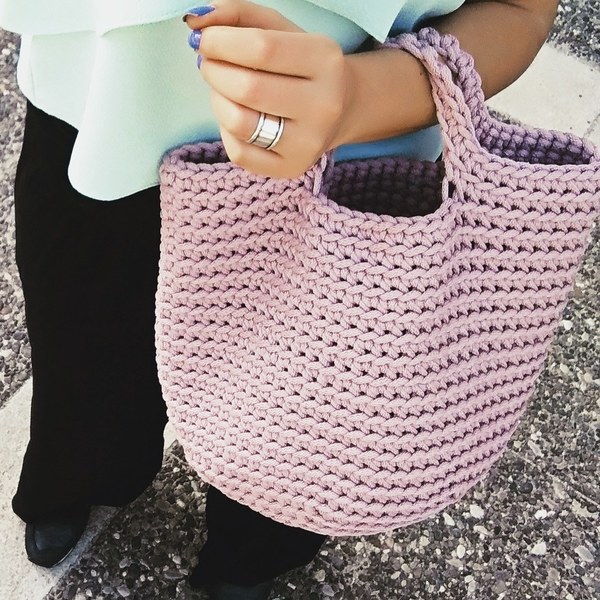 Dusty pink shopping bag - καλοκαίρι, crochet, all day, αξεσουάρ, minimal, χειρός, πλεκτές τσάντες, φθηνές