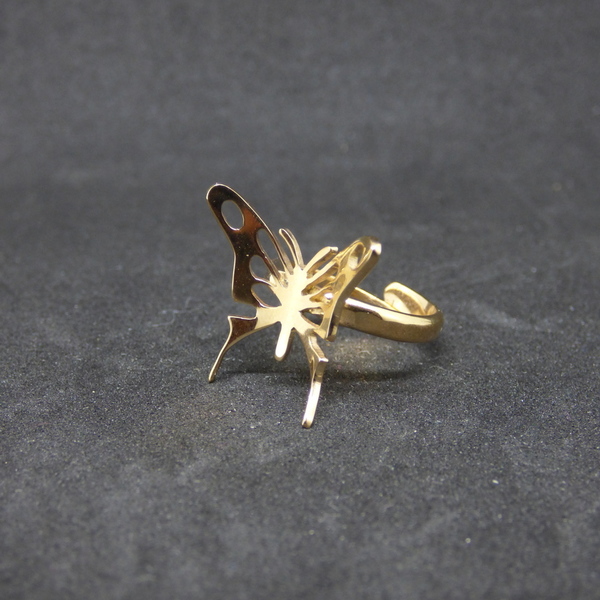 "Butterfly Ring" Χειροποίητο δαχτυλίδι επάργυρο ή επίχρυσο με πεταλούδα σε κίνηση! - statement, vintage, επιχρυσωμένα, ορείχαλκος, επάργυρα, πεταλούδα, personalised, πεταλούδες, boho, μπρούντζος, μεγάλα, αυξομειούμενα, φθηνά - 3