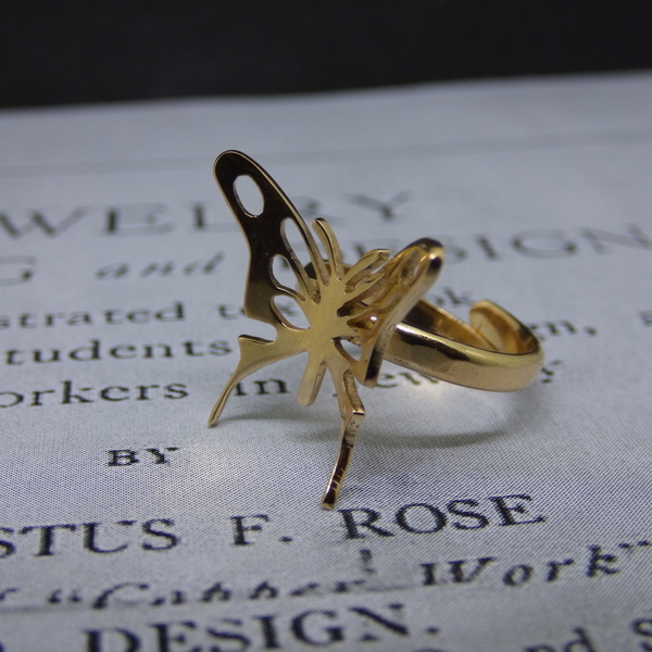 "Butterfly Ring" Χειροποίητο δαχτυλίδι επάργυρο ή επίχρυσο με πεταλούδα σε κίνηση! - statement, vintage, επιχρυσωμένα, ορείχαλκος, επάργυρα, πεταλούδα, personalised, πεταλούδες, boho, μπρούντζος, μεγάλα, αυξομειούμενα, φθηνά - 4
