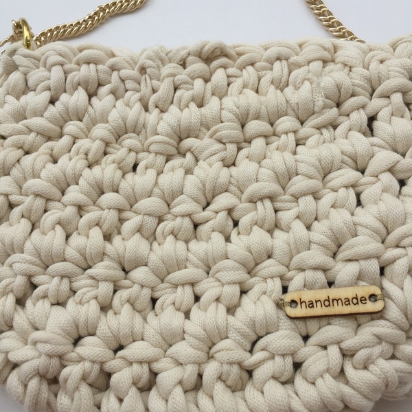 Μικρό τσαντάκι με χρυσή αλυσίδα - χιαστί, crochet, πλεκτές τσάντες, μικρές, φθηνές - 2