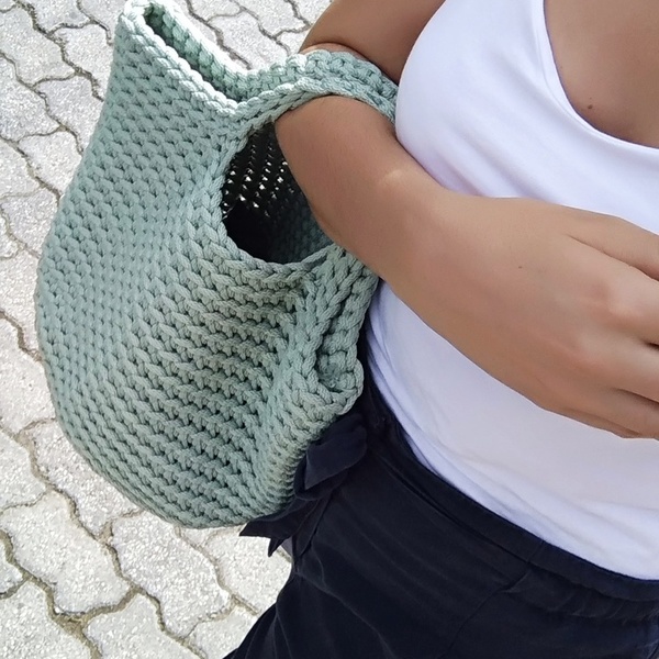 Mint crochet shopping bag - crochet, μεγάλες, all day, minimal, χειρός, πλεκτές τσάντες, φθηνές