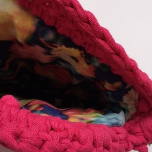 Φούξια τσάντα με αλυσίδα - χιαστί, crochet, πλεκτές τσάντες, μικρές - 4