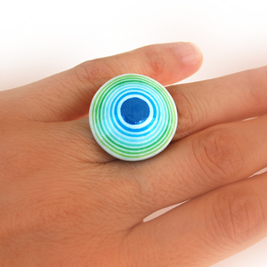 Δαχτυλίδι Πράσινο και Μπλε - μεγάλα, αυξομειούμενα, φθηνά
