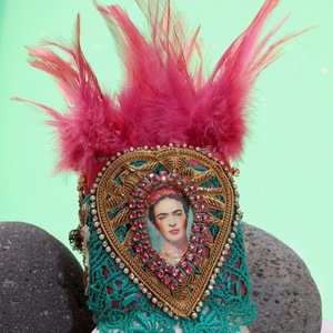 Βραχιόλι μανσέτα Frida kahlo - μετάξι, statement, ύφασμα, vintage, μοντέρνο, φτερό, swarovski, βραχιόλι, χειροποίητα, εντυπωσιακό, must αξεσουάρ, boho, frida kahlo, φαρδιά - 5