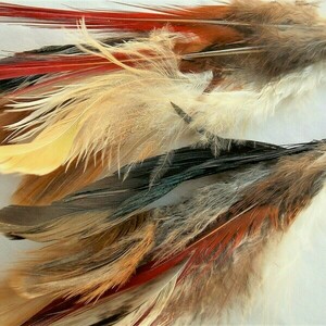 Boho chic σκουλαρίκια χειροποίητα με φτερά - statement, φτερό, boho, ethnic, κρεμαστά, μεγάλα - 2