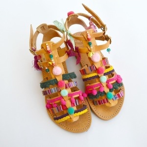 X-treme boho sandals - Διαθέσιμο σε 38 - σανδάλια, πολύχρωμο, με φούντες, δαντέλα, χάντρες, φλατ, δέρμα, boho